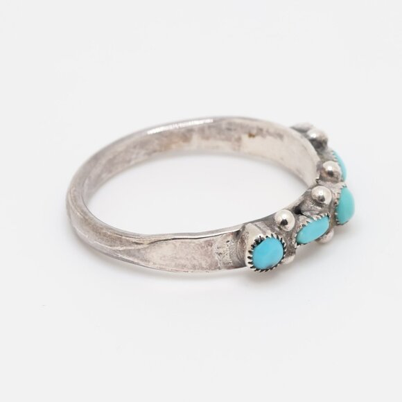 Sterling Silver Kingman Blue Turquoise Zuni Ring - Picture 3 of 7
